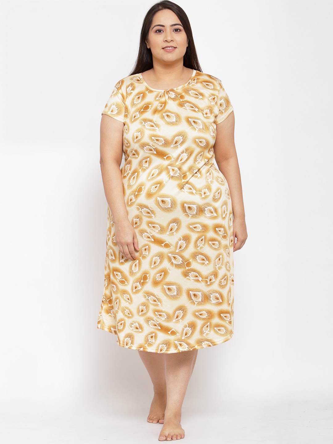 

KLOTTHE Women Plus Size White Printed Nightdress