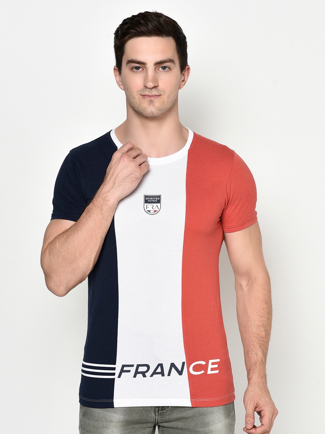 

Octave Men Coral Typography Printed Colourblocked T-shirt, Black