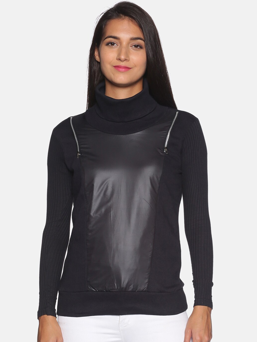 

Campus Sutra Women Black Solid Full Sleeves Tailored Jacket