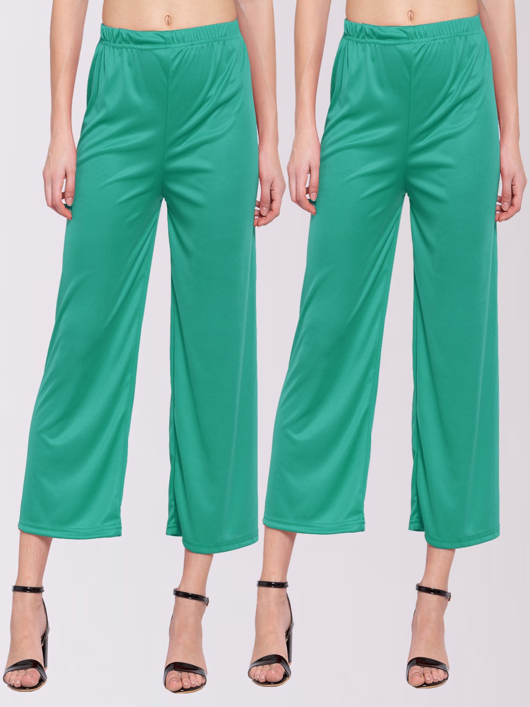 

KLOTTHE Women Sea Green Pack of 2 Cropped Palazzos