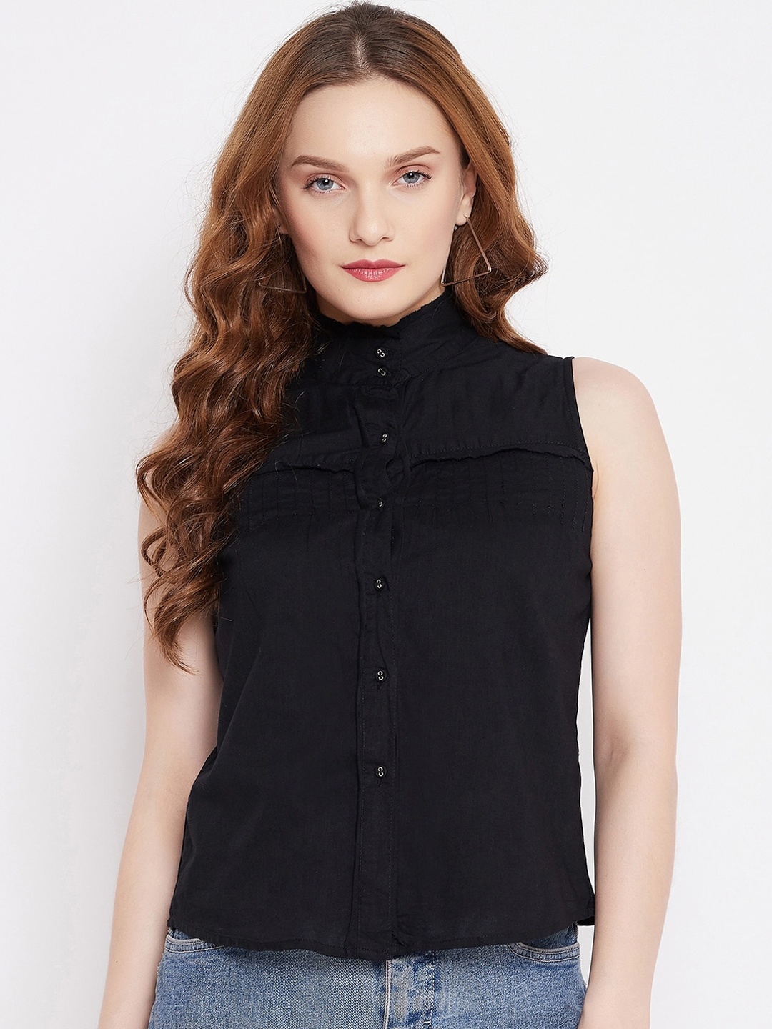 

sandy AND ritz Women Solid Sleevless Turtle Neck Shirt Style Sustainable Top, Black