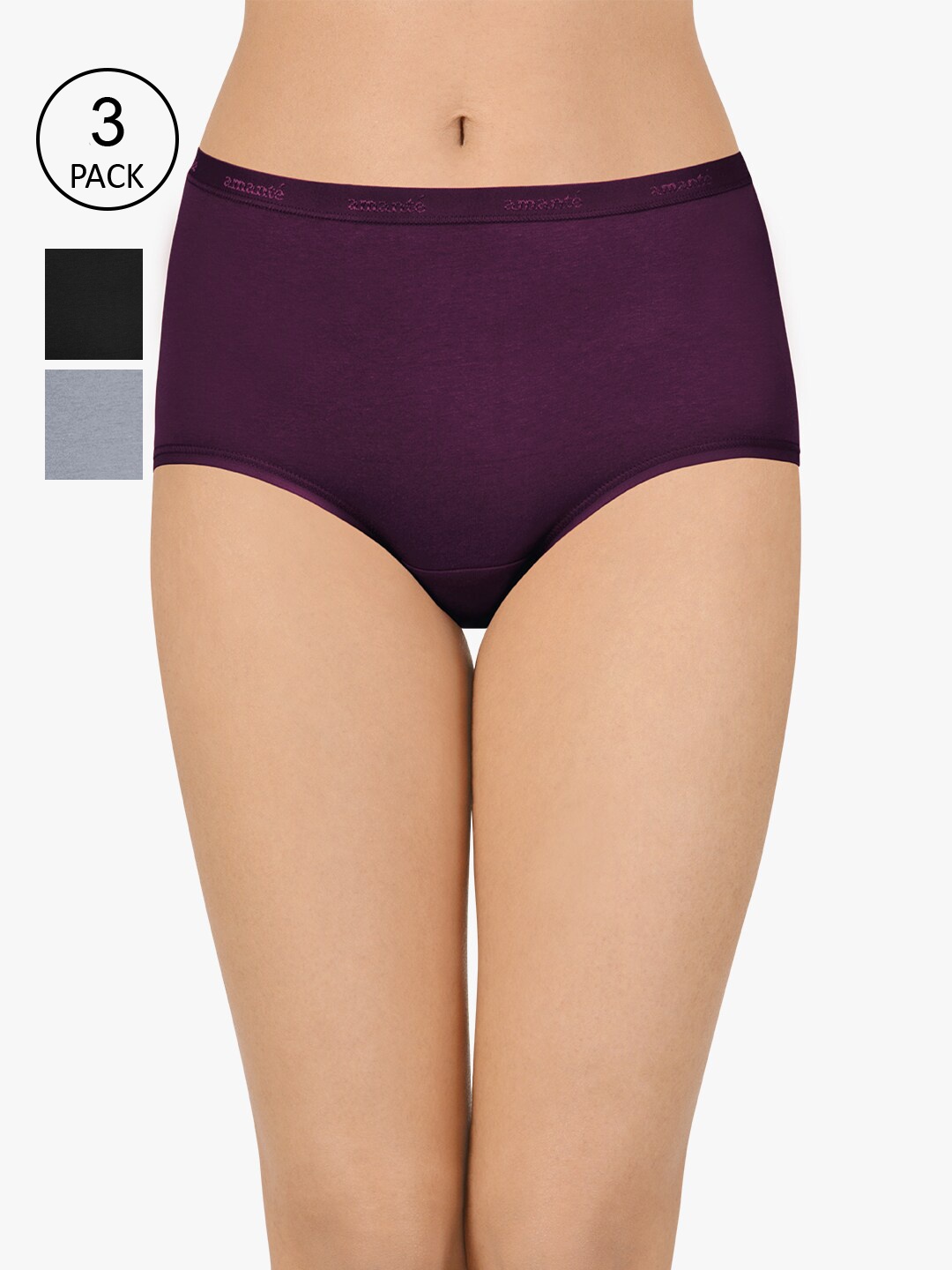 

Amante Women Pack of 3 High Rise High Waist Basic Briefs- PPK53001, Assorted