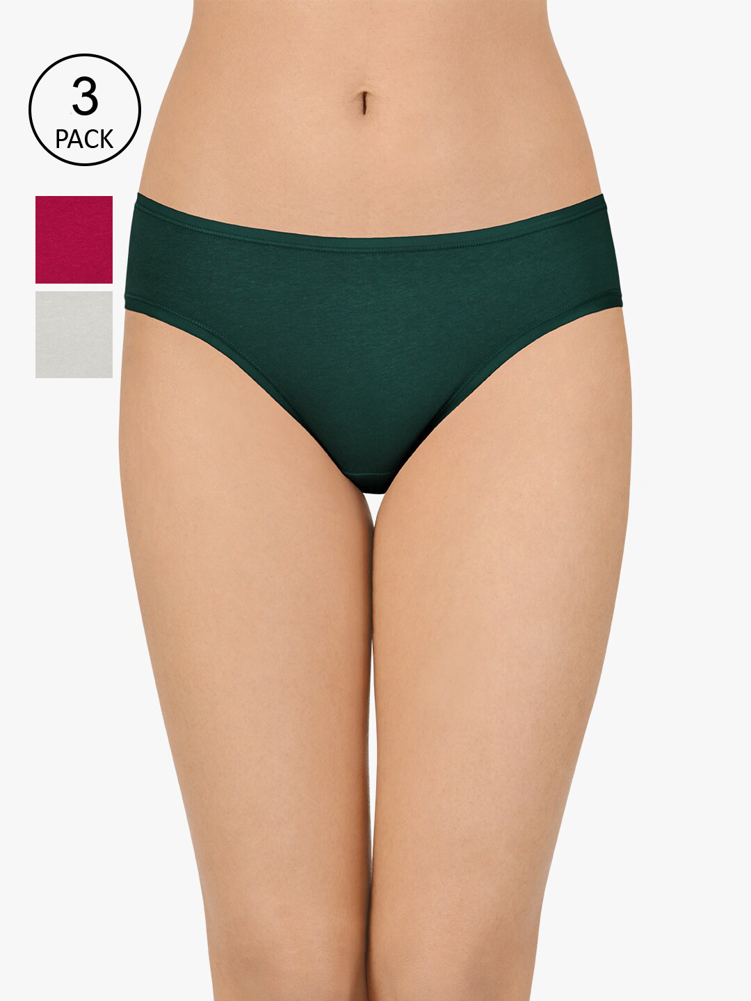 

Amante Women Solid Pack of 3 Low Rise Bikini Briefs PPK33002, Assorted