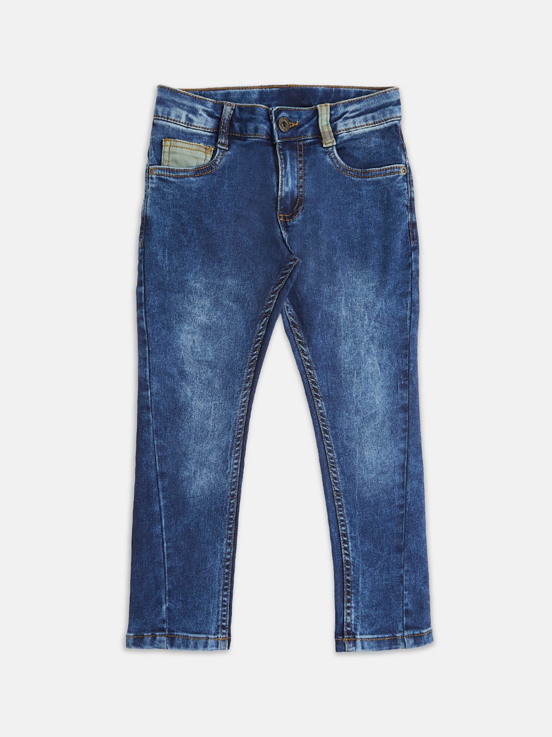 

Pantaloons Junior Boys Blue Tapered Fit Light Fade Jeans