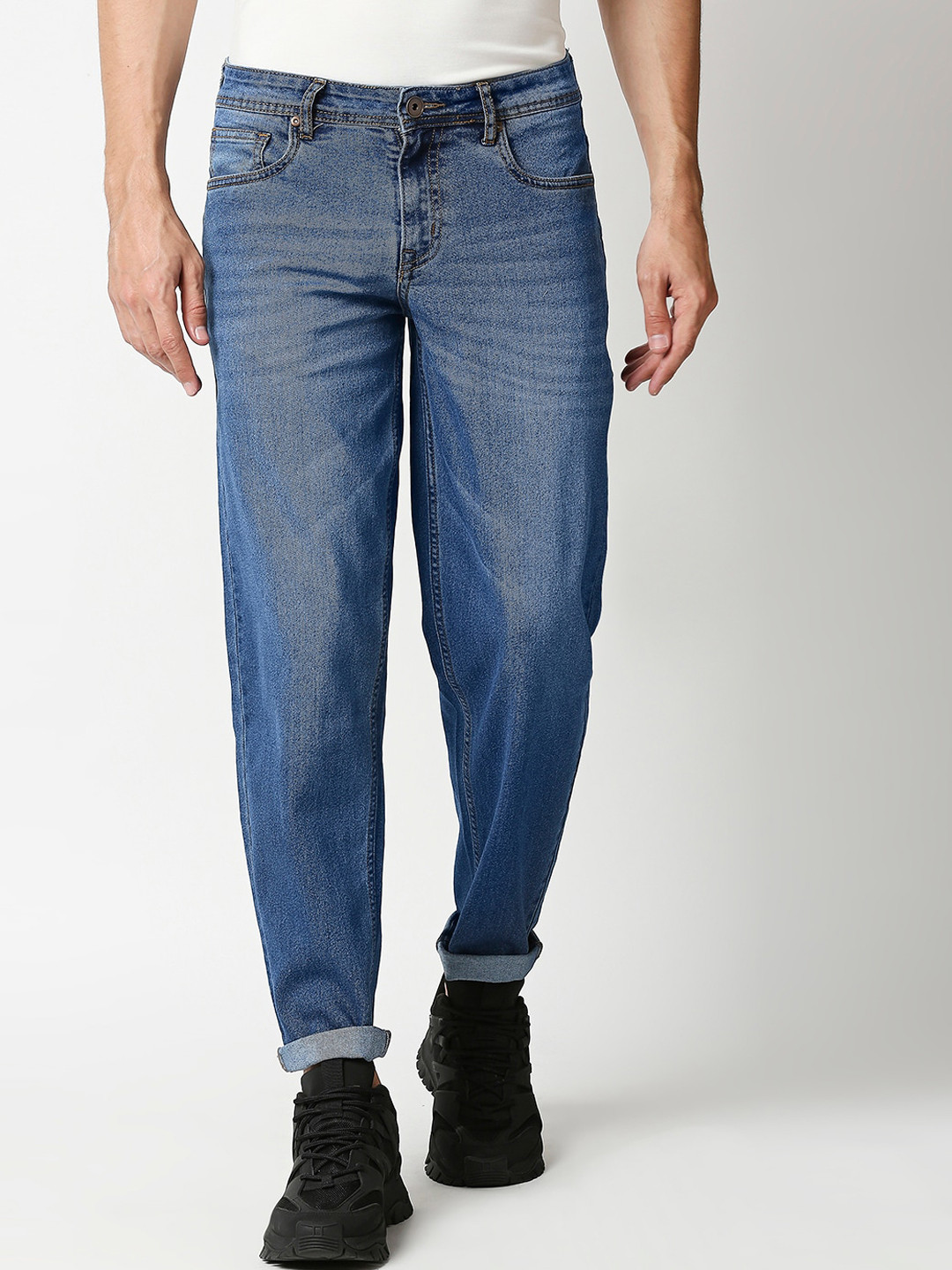 

High Star Men Blue Relaxed Fit Mid-Rise Light Fade Jeans