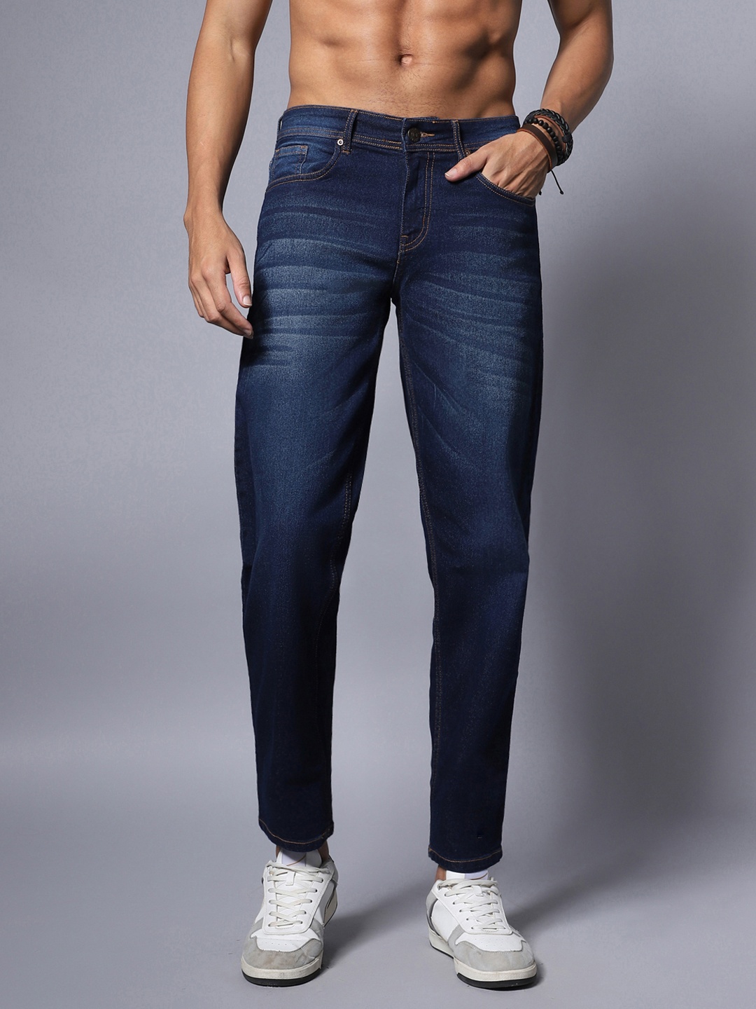 

High Star Men Blue Relaxed Fit Mid-Rise Light Fade Jeans