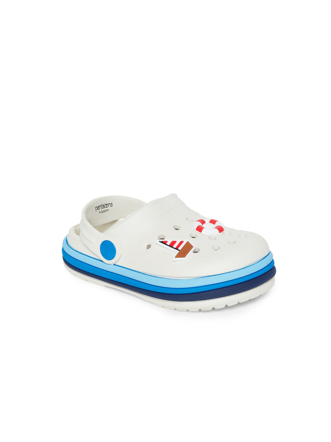 

Pantaloons Junior Boys White & Blue Appliqued Rubber Clogs