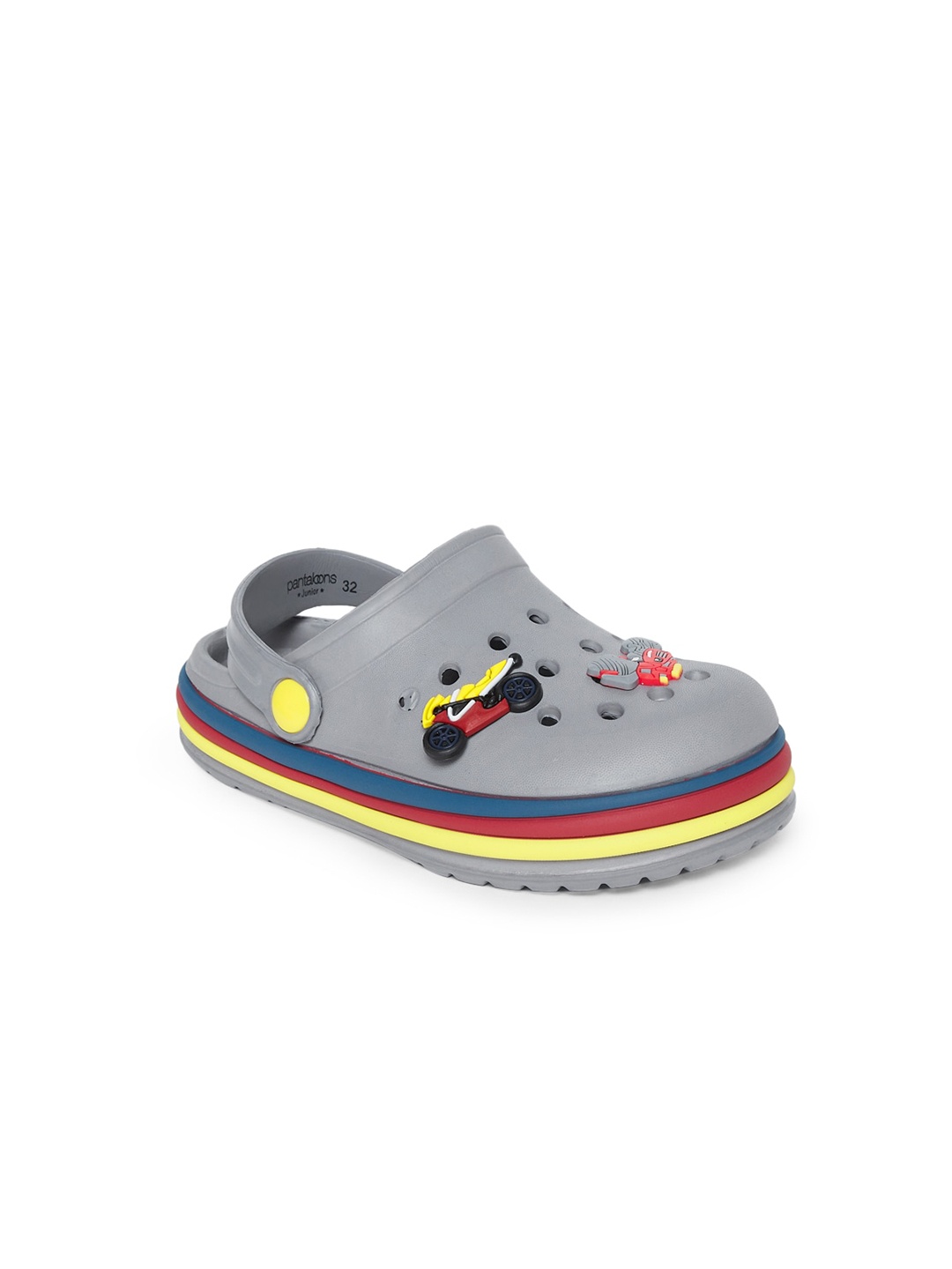 

Pantaloons Junior Boys Grey & Red Rubber Clogs