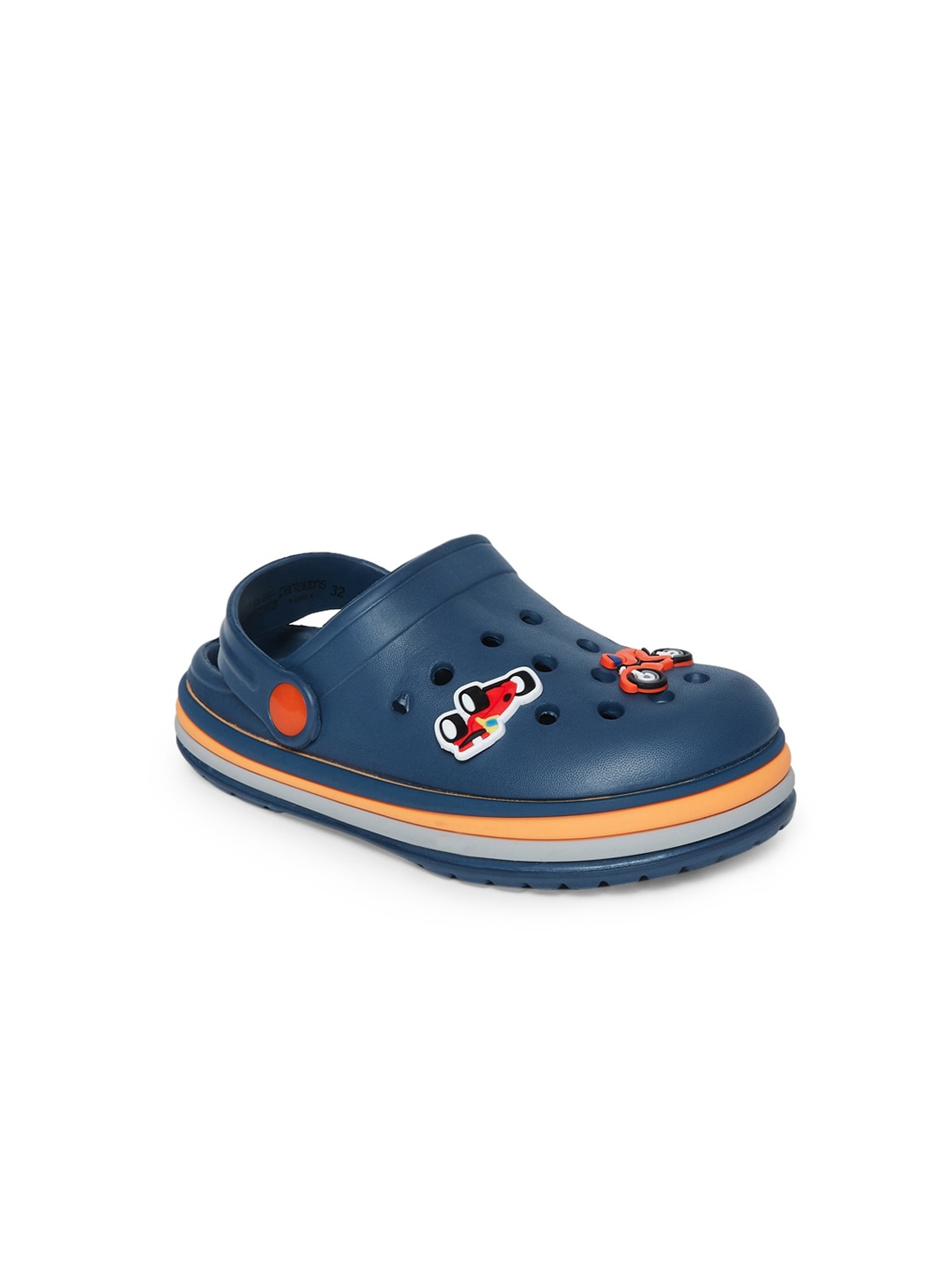 

Pantaloons Junior Boys Blue & Orange Embellished Rubber Clogs