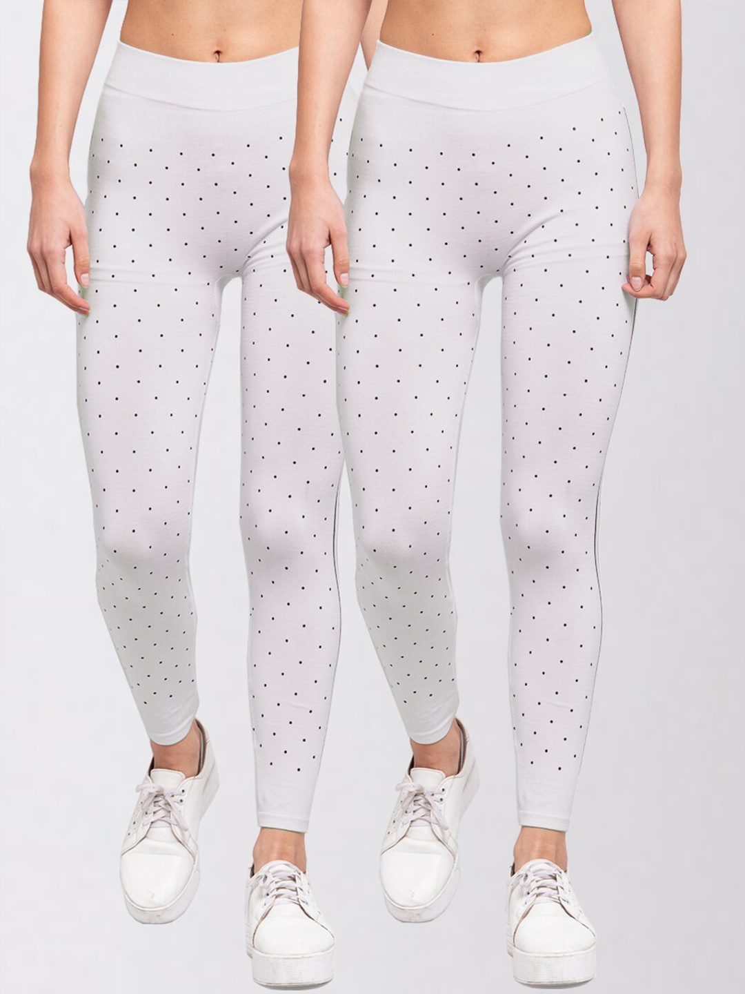 

KLOTTHE Women Pack Of 2 White & Black Printed Skinny-Fit Jeggings