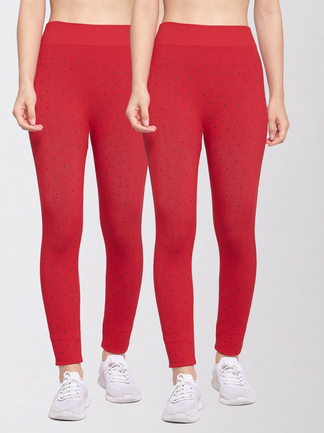 

KLOTTHE Women Red & Black Pack Of 2 Printed Skinny-Fit Jeggings