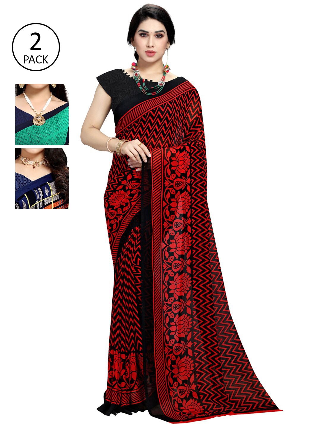 

KALINI Multicoloured Pack of 3 Printed Saree, Multi