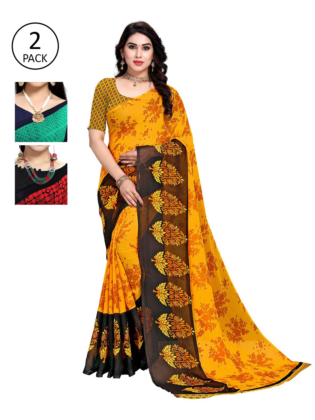 

KALINI Multicoloured Pack of 3 Printed Saree, Multi