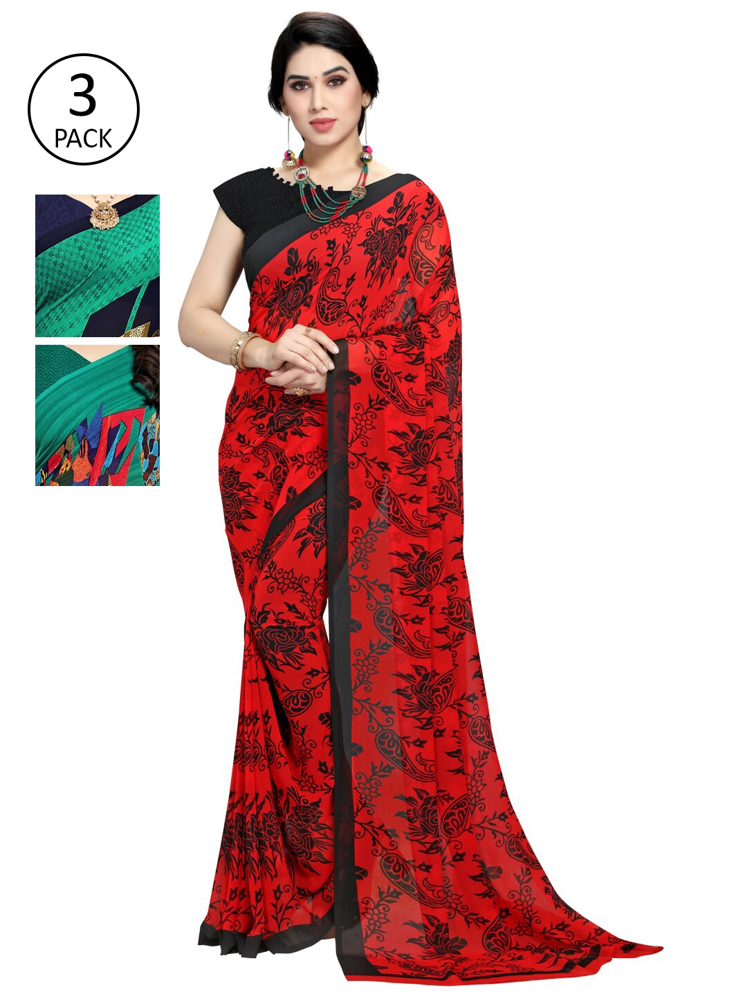

KALINI Multicoloured Pack of 3 Printed Saree, Multi