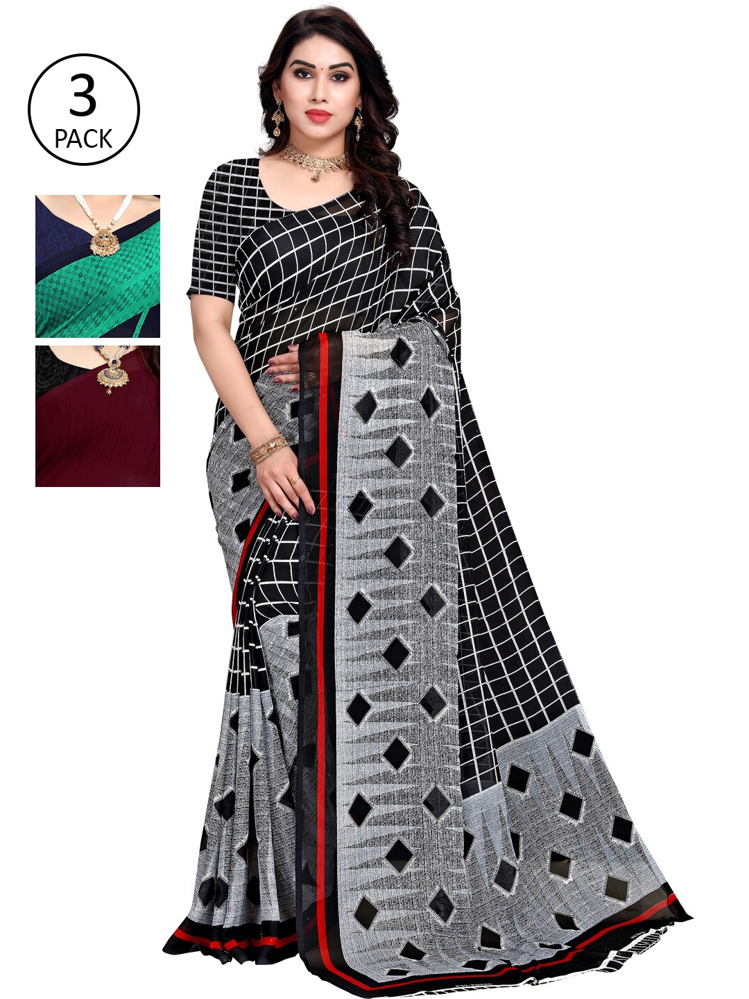 

KALINI Pack of 3 Multicoloured Saree, Multi