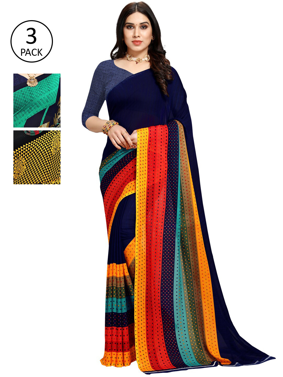 

KALINI Woman Pack of 3 Saree, Teal