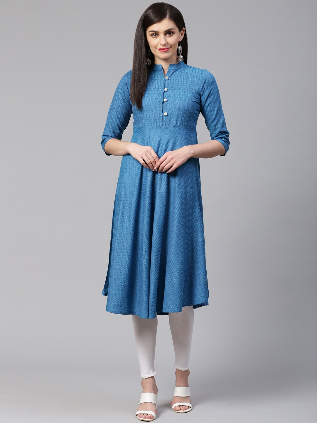 

Jompers Women Turquoise Blue Printed Kurta