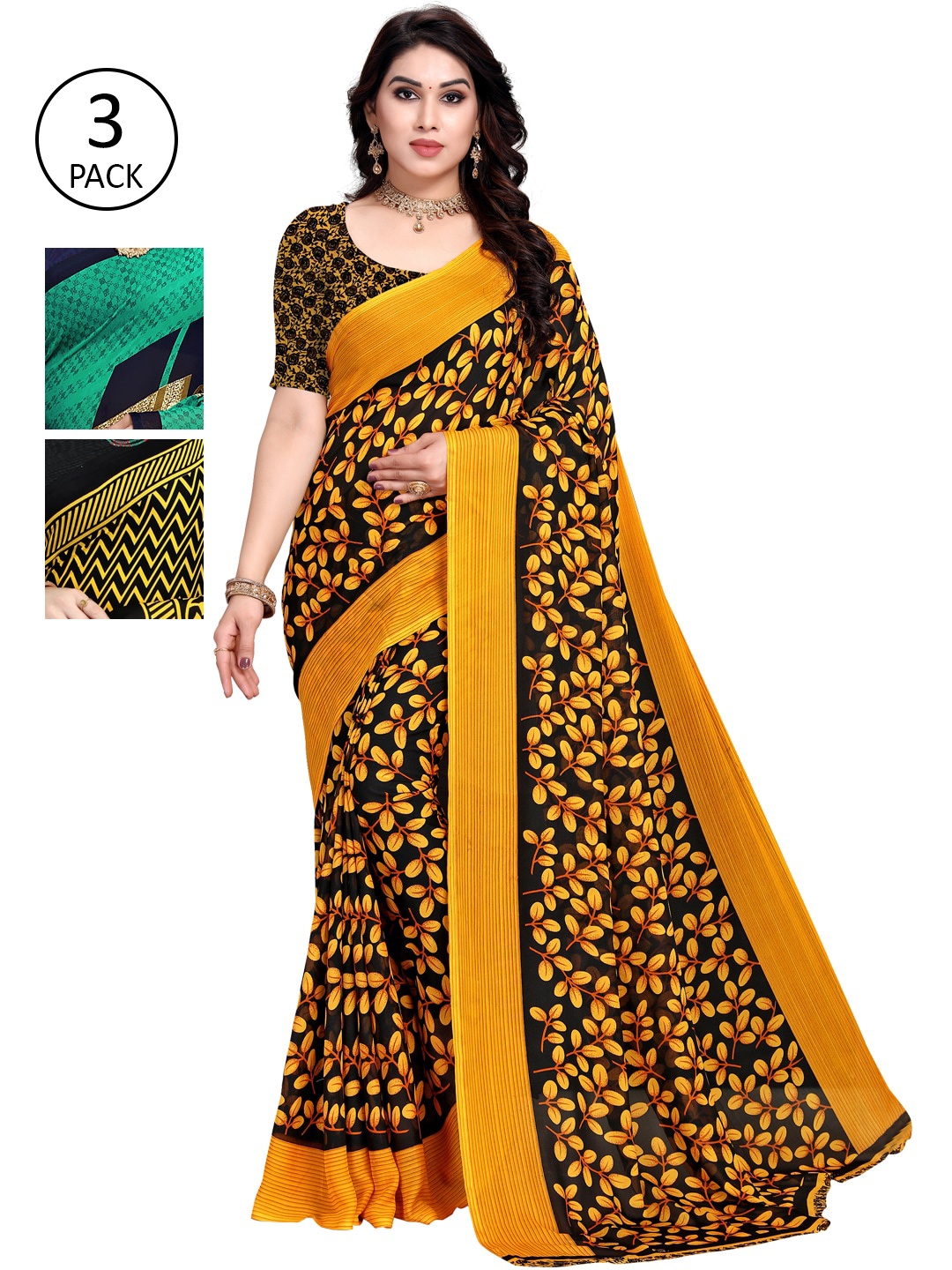 

KALINI Woman Pack of 3 Saree, Green