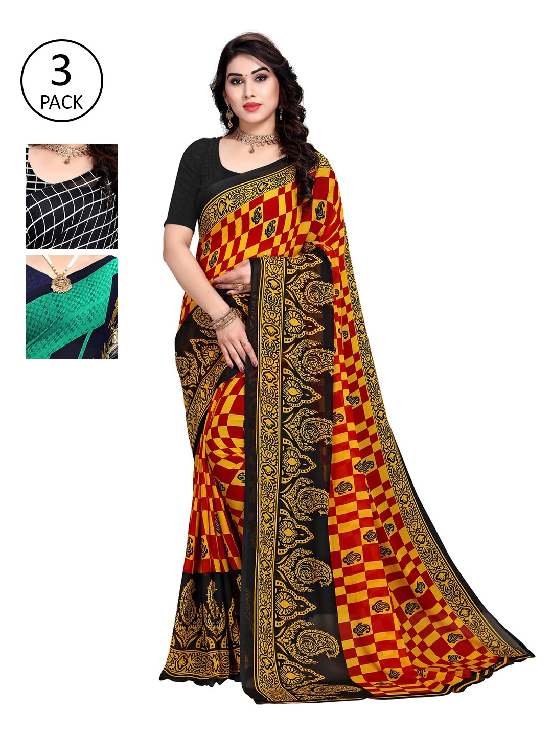 

KALINI Woman Pack of 3 Saree, Green
