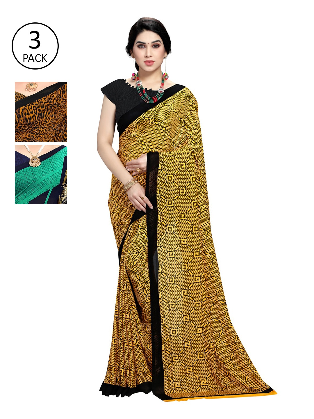 

KALINI Pack of 3 Printed Saree, Multi