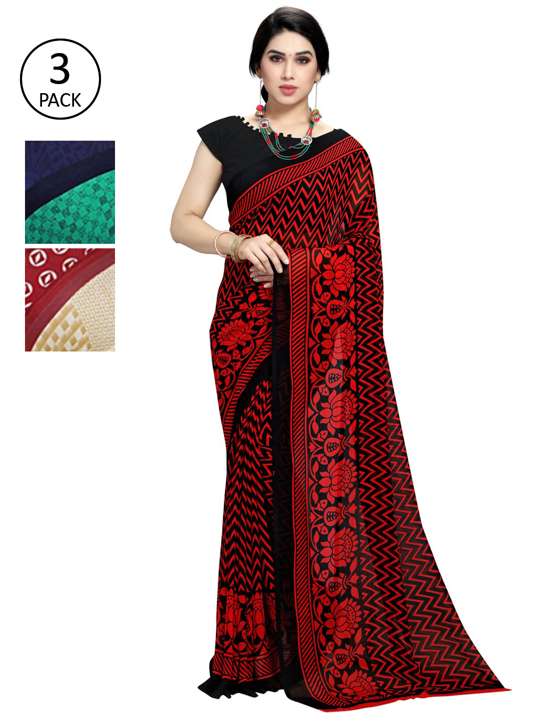 

KALINI Woman Pack of 3 Saree, Red