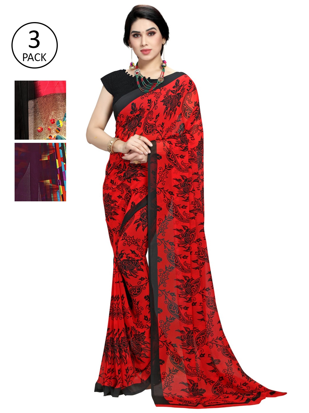 

KALINI Pack of 3 Printed Saree, Multi