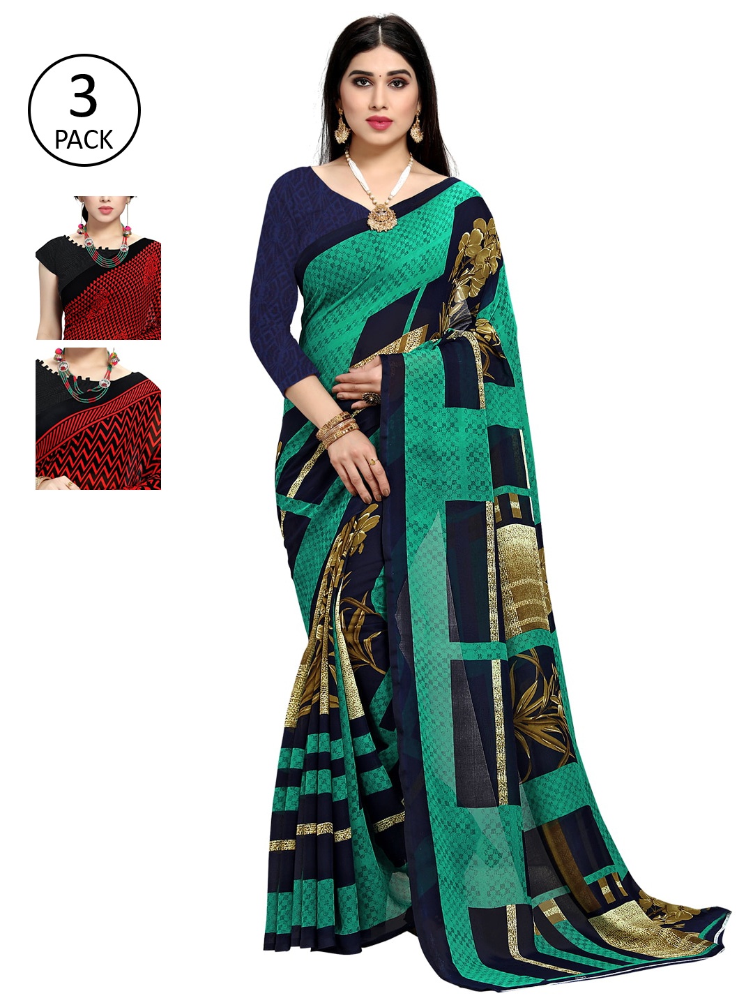 

KALINI Pack of 3 Printed Saree, Multi