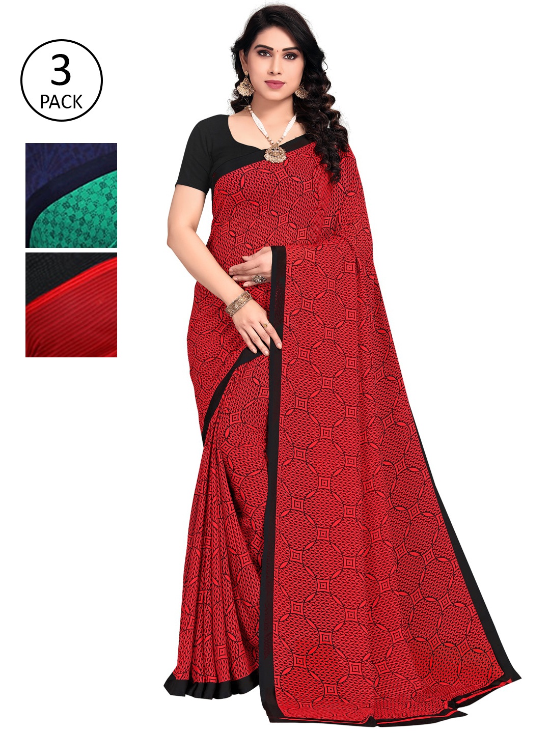 

KALINI Pack of 3 Printed Saree, Multi