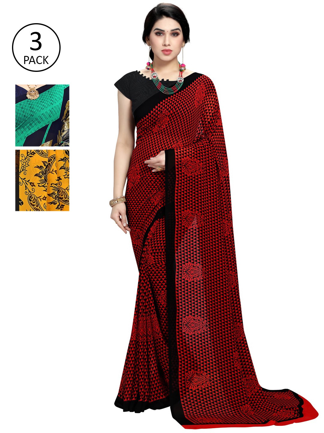 

KALINI Pack of 3 Printed Saree, Multi