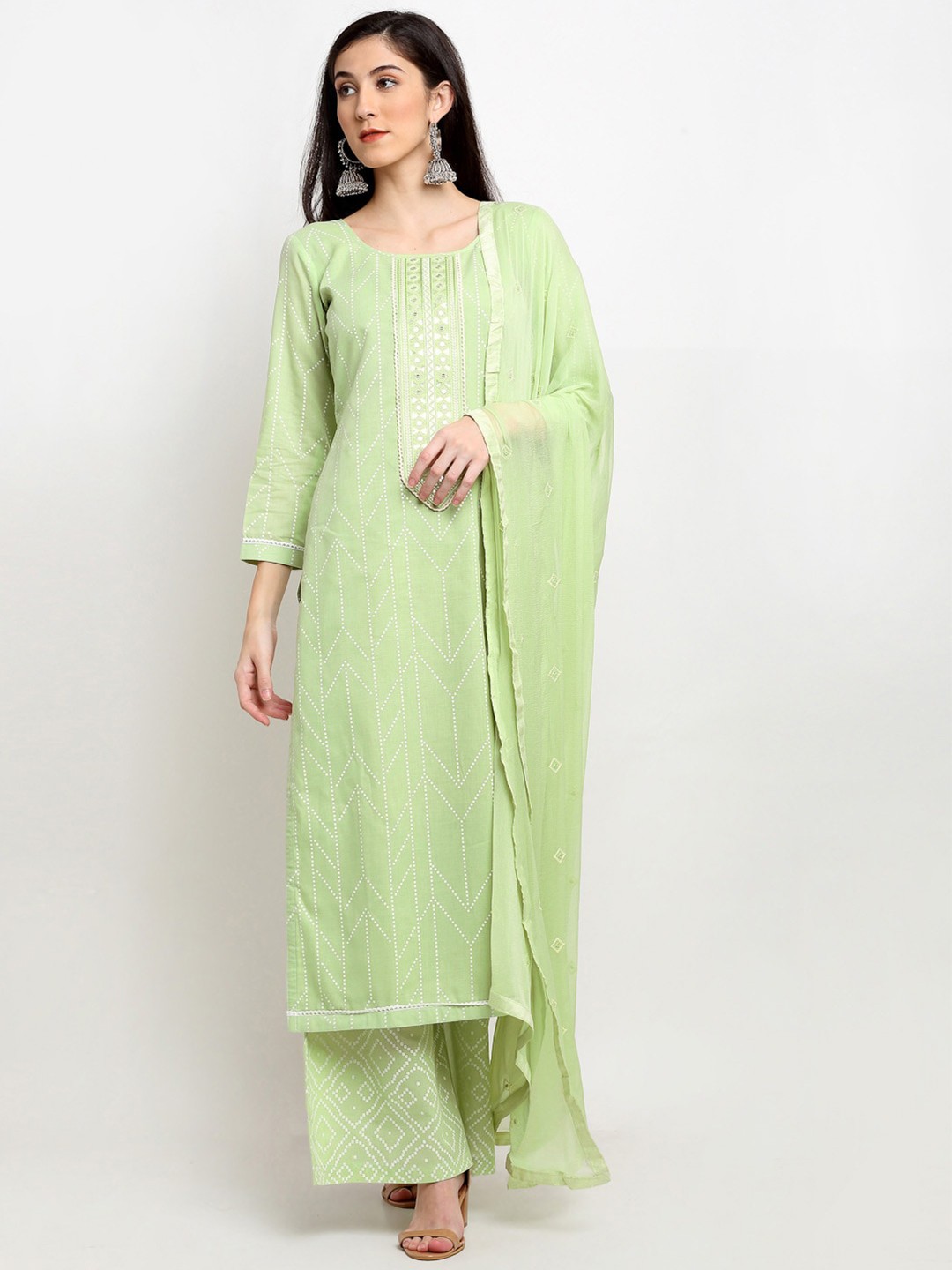 

SheWill Green & Green Printed Unstitched Dress Material