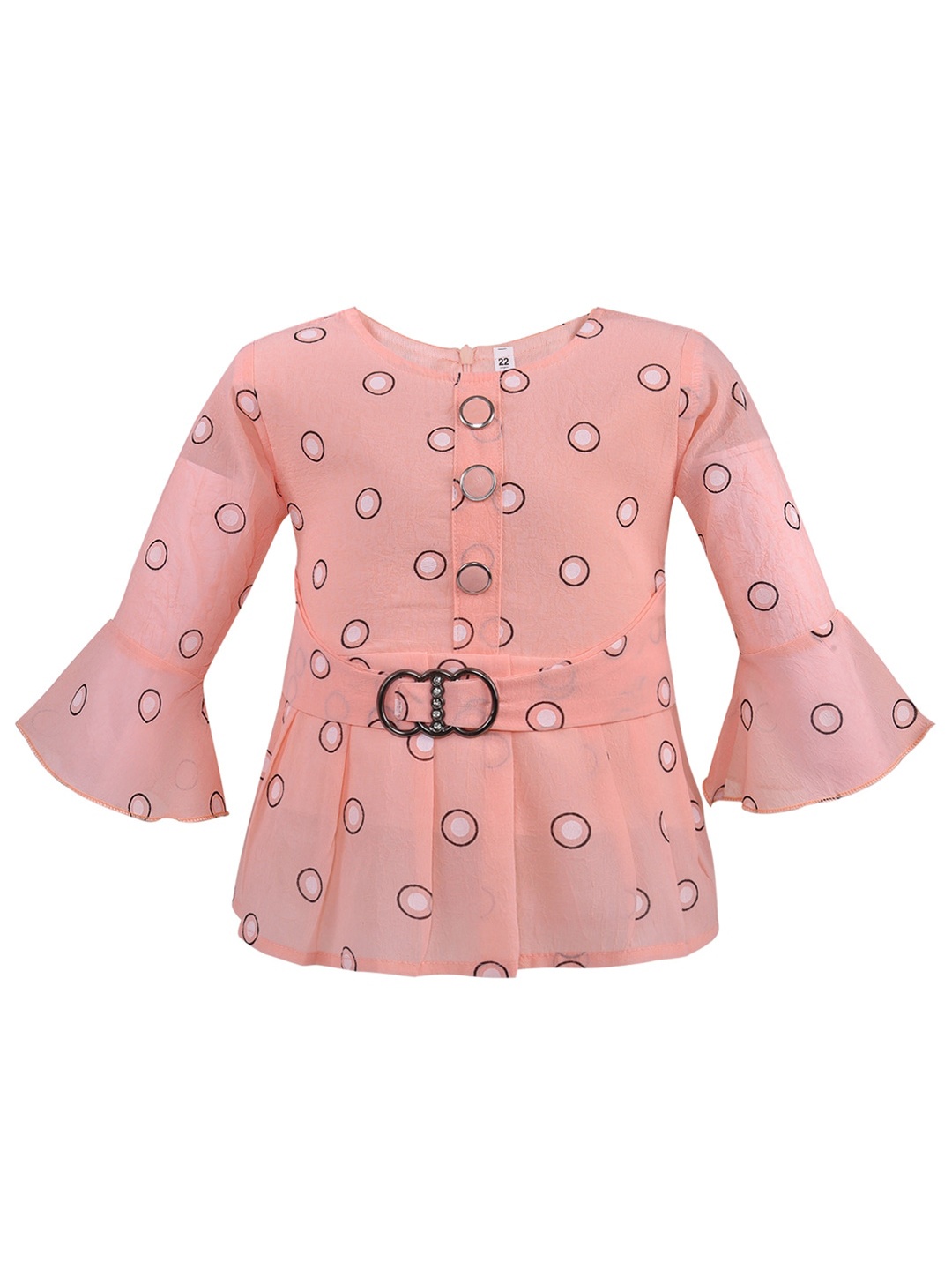 

Wish Karo Peach-Coloured Printed Crepe Peplum Top