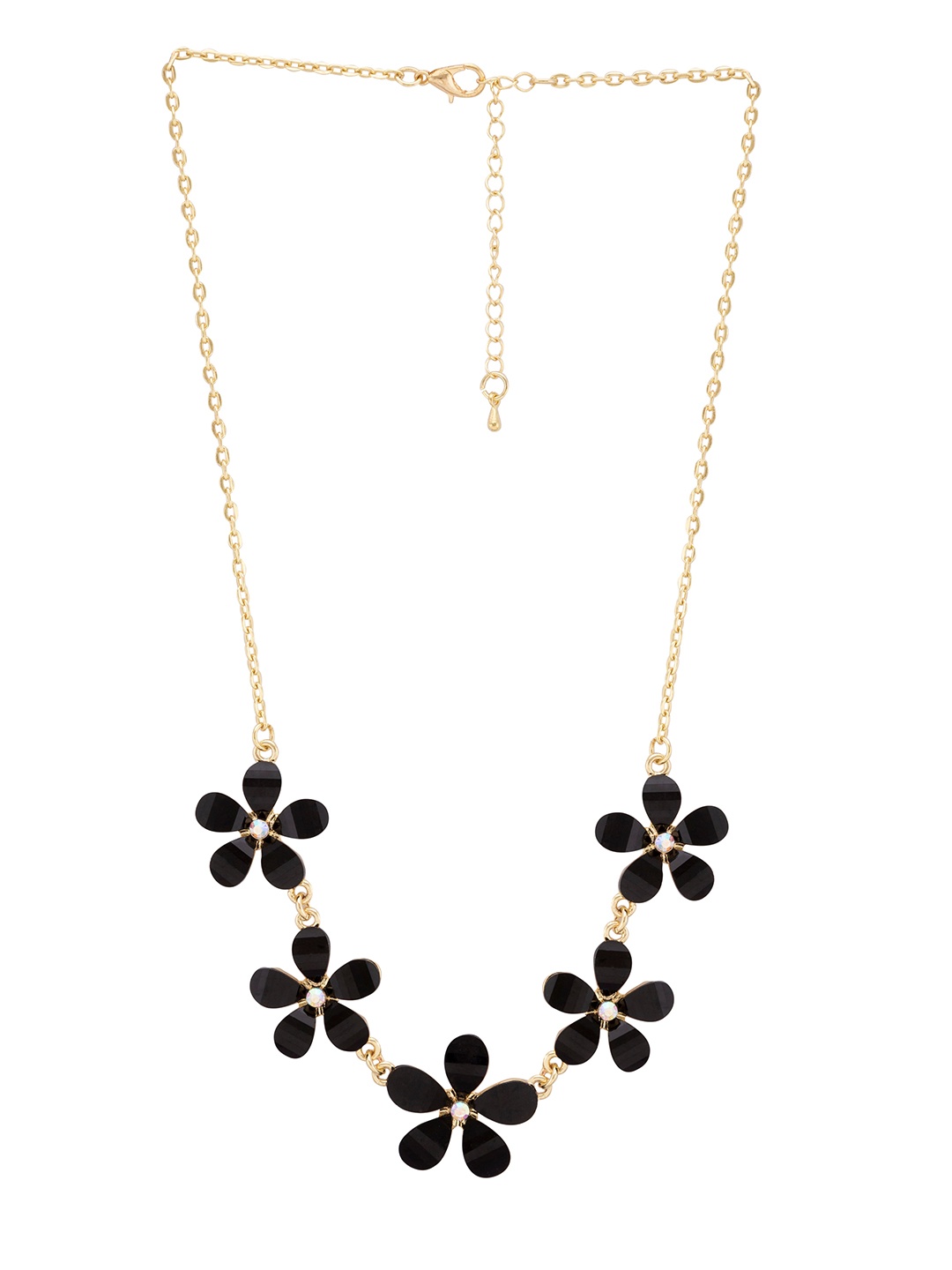 

Globus Gold-Toned & Black Floral Necklace