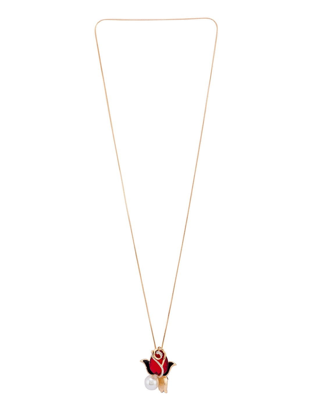 

Globus Gold-Toned & Red Rose Pendant Necklace