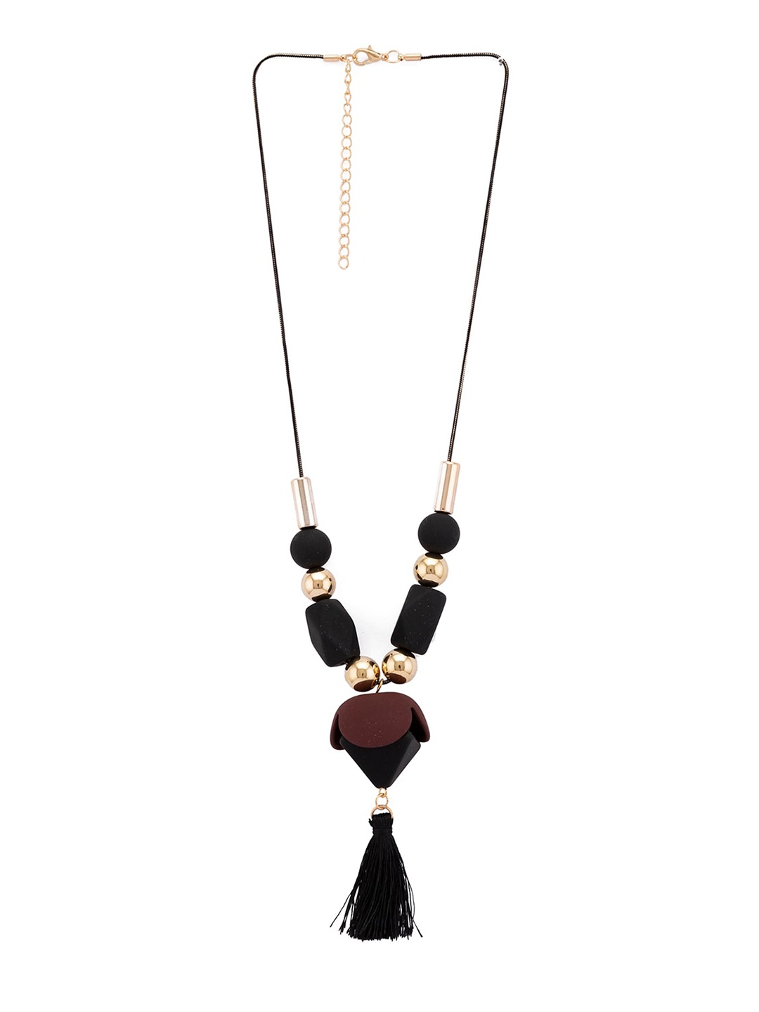 

Globus Gold-Toned & Black Stones and Beads Necklace