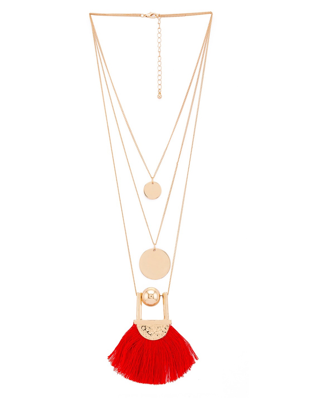 

Globus Gold-Toned & Red Layered Necklace