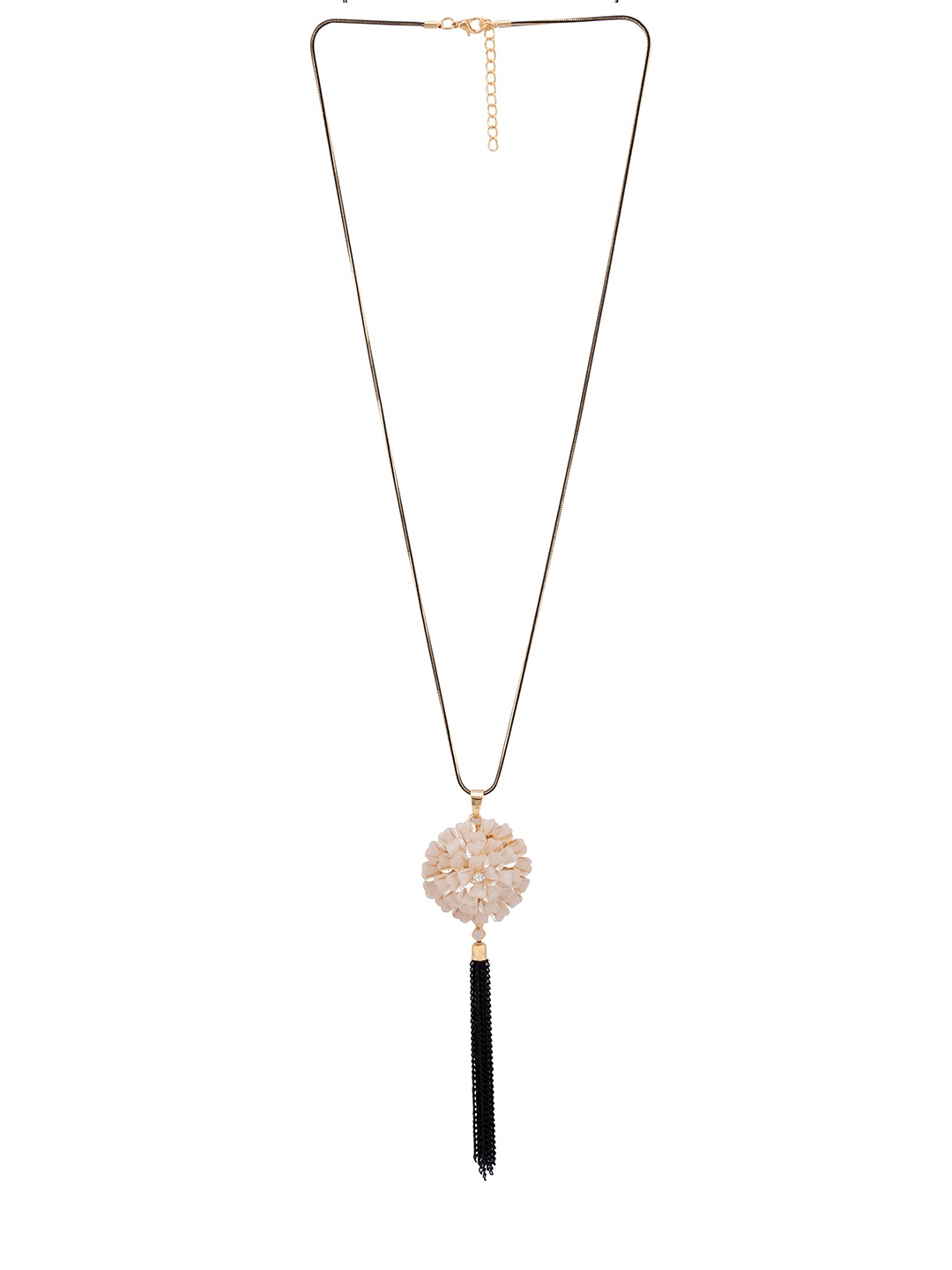 

Globus Gold-Toned & White Tasselled Pendant Necklace