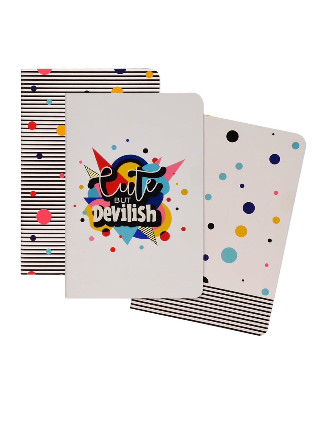 

Doodle Set Of 3 Printed Cute Devil Notebooks, White