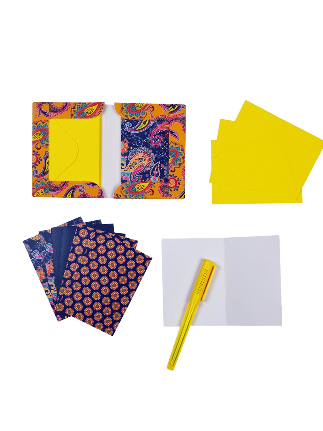 

Doodle Yellow & Orange Printed Motif Maze Notecard, Red