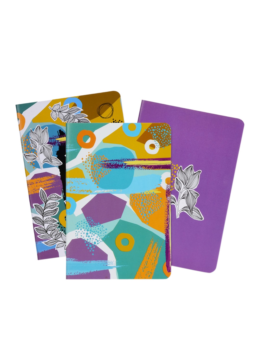 

Doodle Set Of 3 Printed Tropical Trail Notebooks, Purple