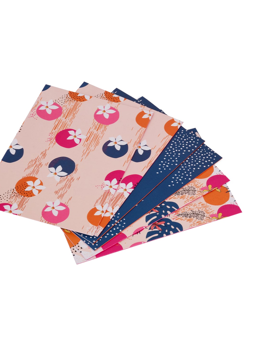 

Doodle Peach-Coloured & Blue Printed Pastel Petals Notecard