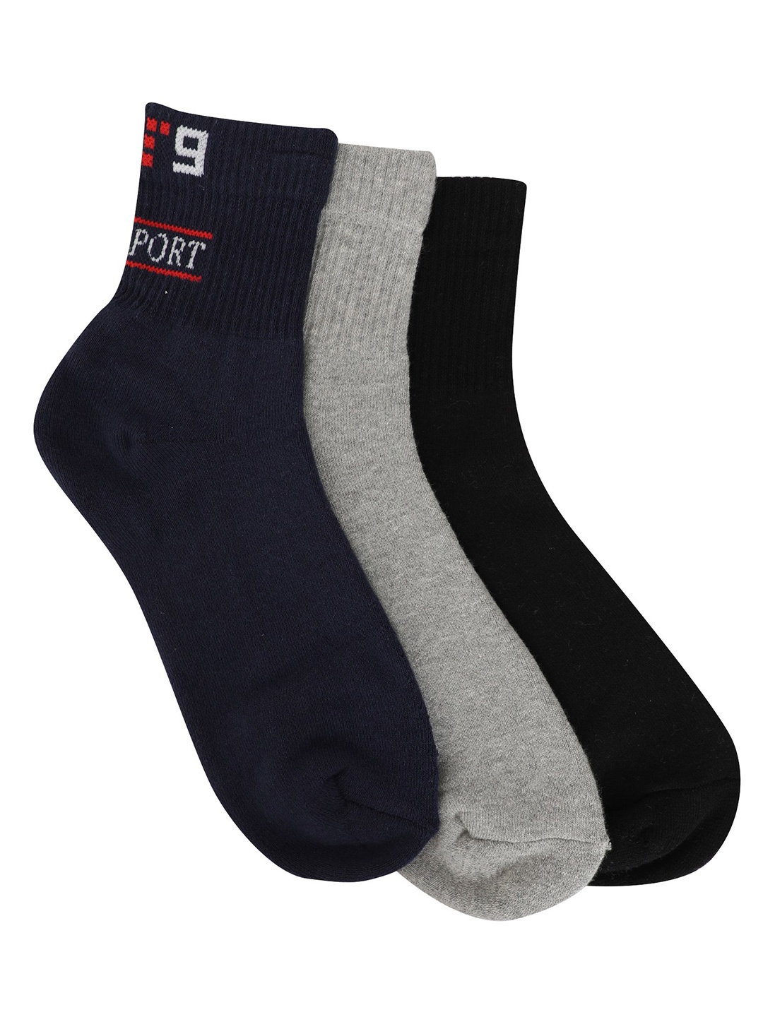 

FabSeasons Unisex Pack Of 3 Solid Ankle-Length Socks, Navy blue