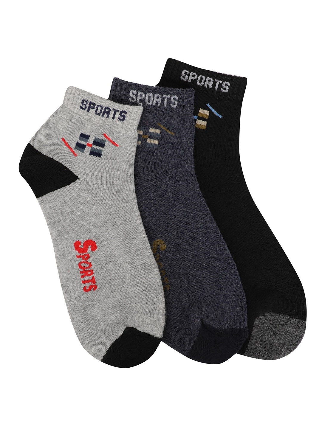 

FabSeasons Unisex Pack Of 3 Patterned Ankle-Length Socks, Grey