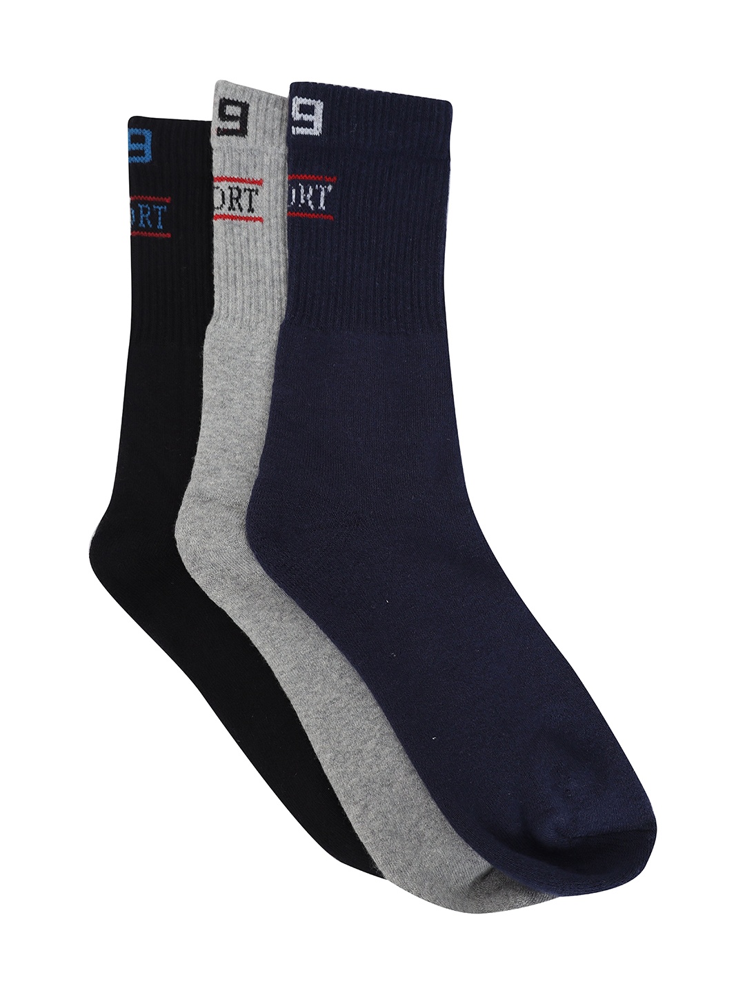 

FabSeasons Unisex Pack Of 3 Solid Calf-Length Socks, Navy blue