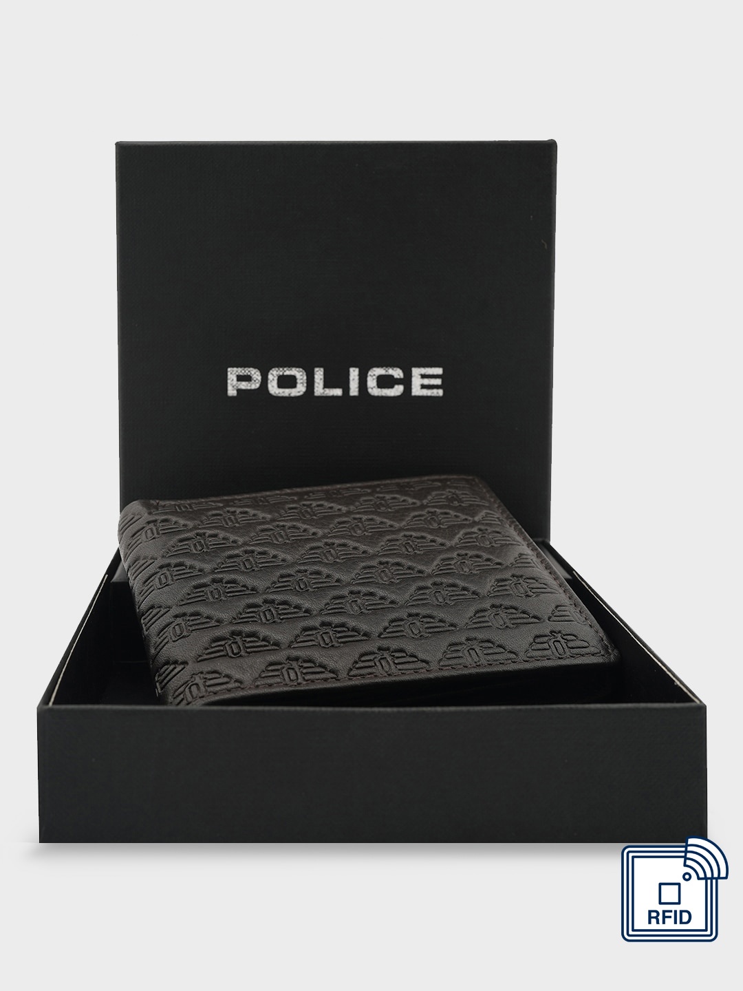 

Police Men Brown Textured Leather Two Fold Wallet with RFID