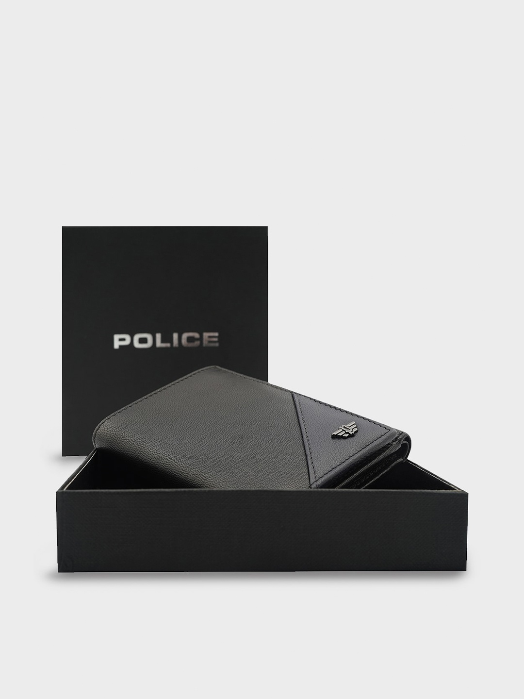 

Police Men Black Solid Leather Three Fold Wallet