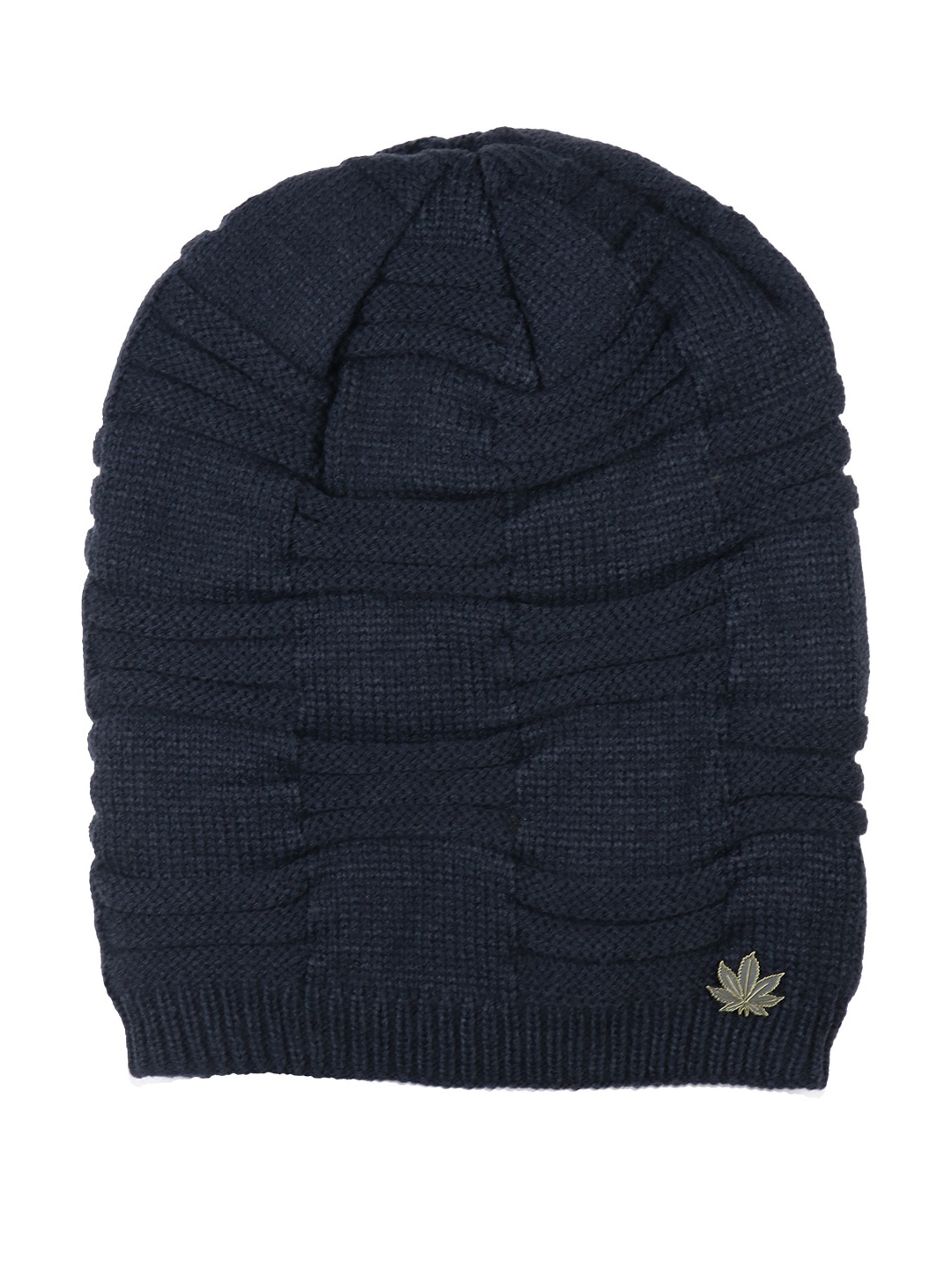 

iSWEVEN Unisex Navy Blue & Cream-Coloured Woolen Beanie Cap