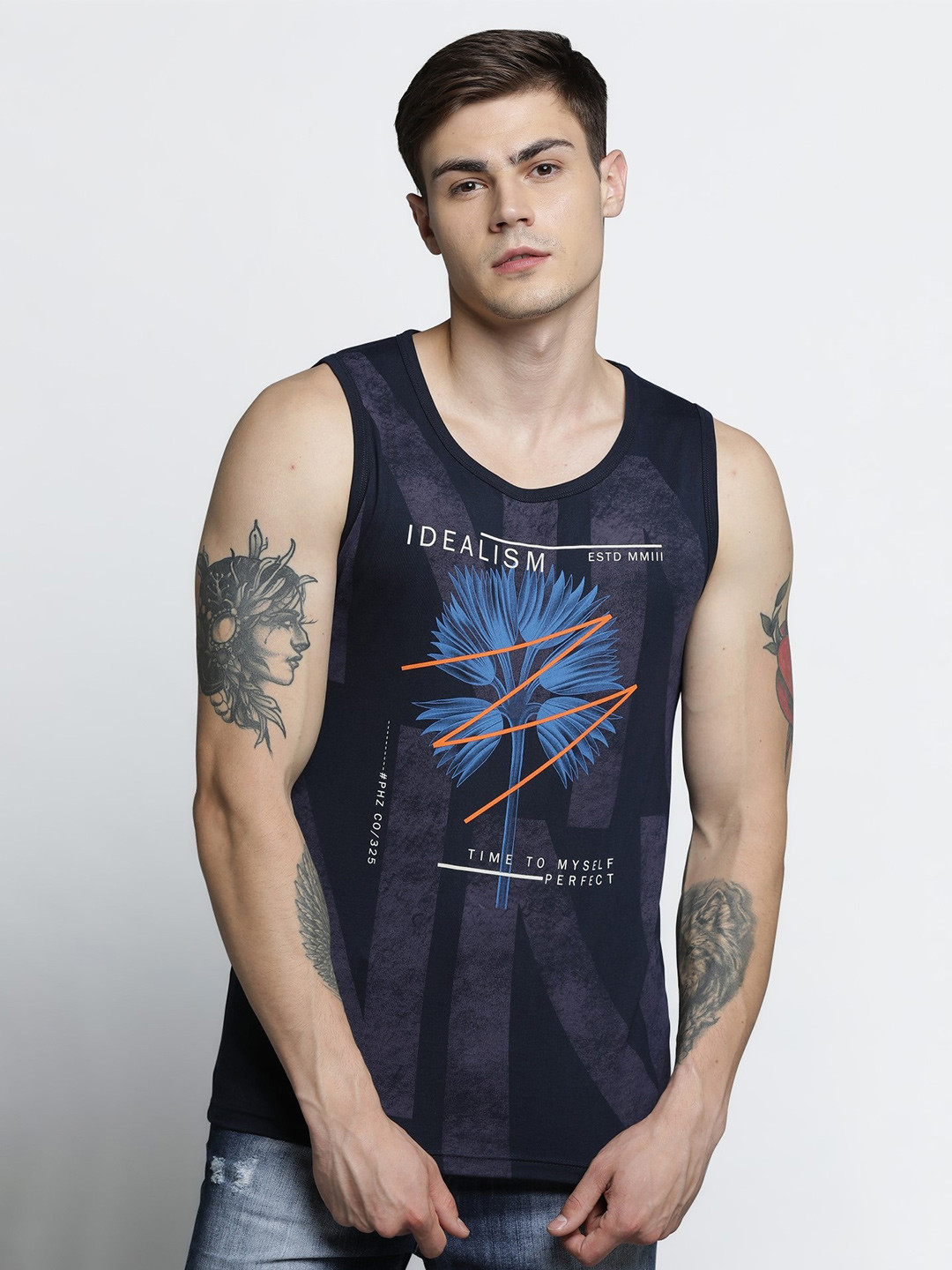 

Maniac Men Purple Typography Sleeveless Tshirt