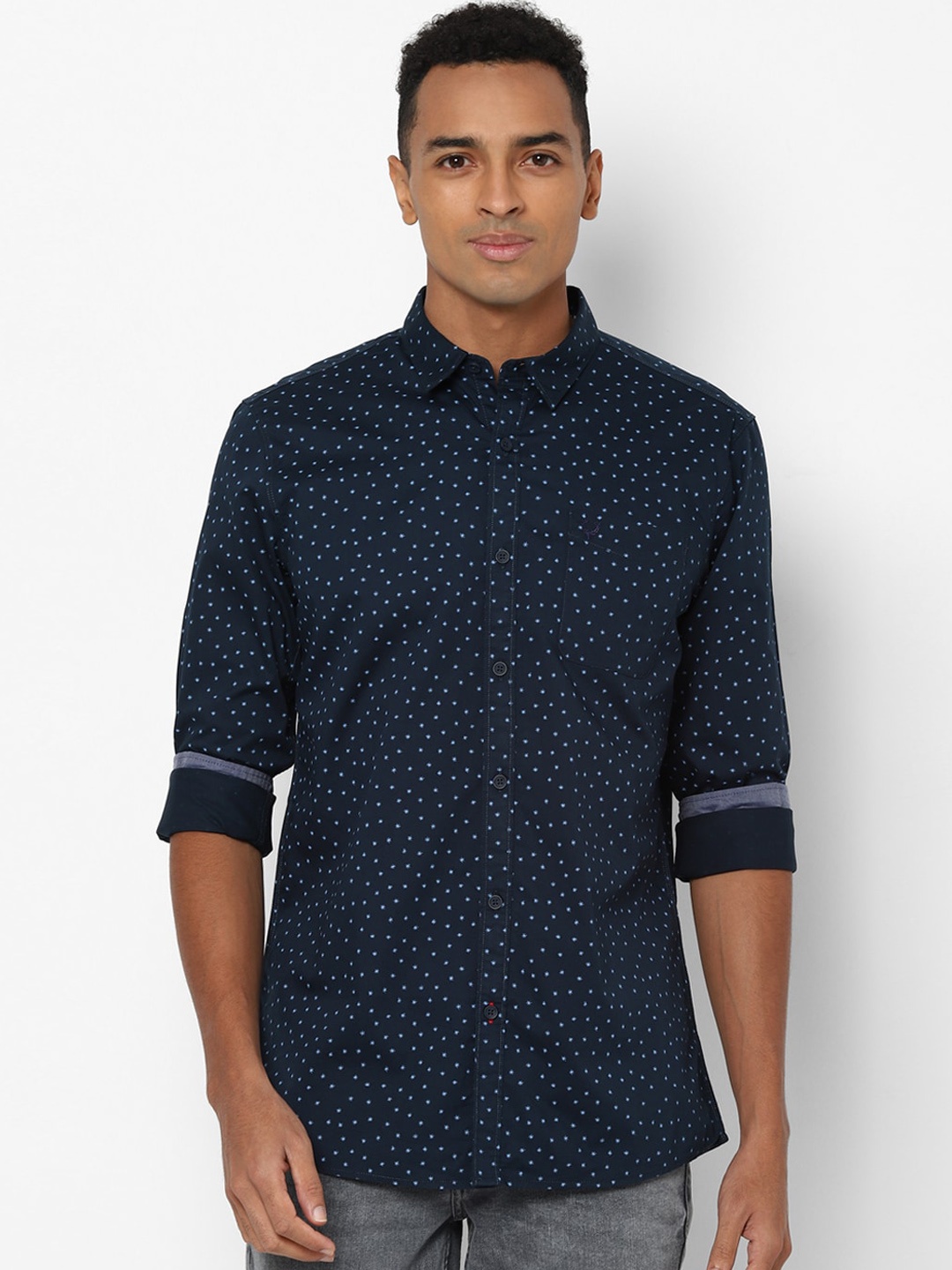 

Allen Solly Sport Men Navy Blue Printed Regular Fit Cotton Shirt