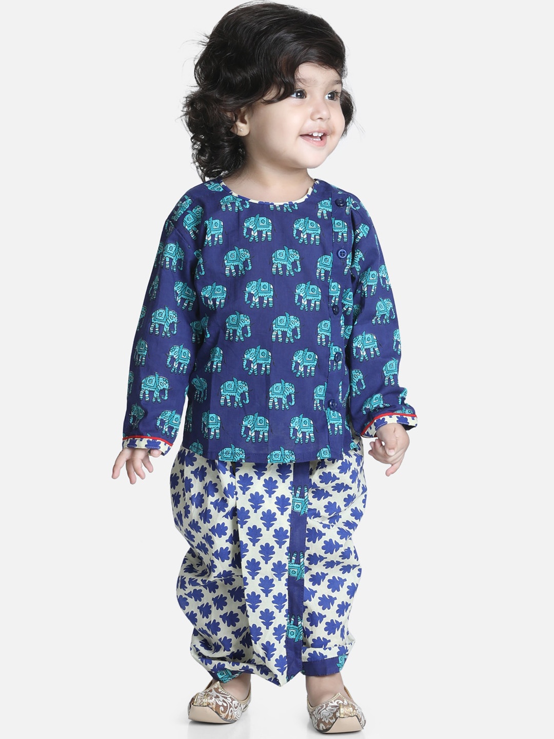 

BownBee Boys Blue Empire Pure Cotton Kurta With Dhoti Pants