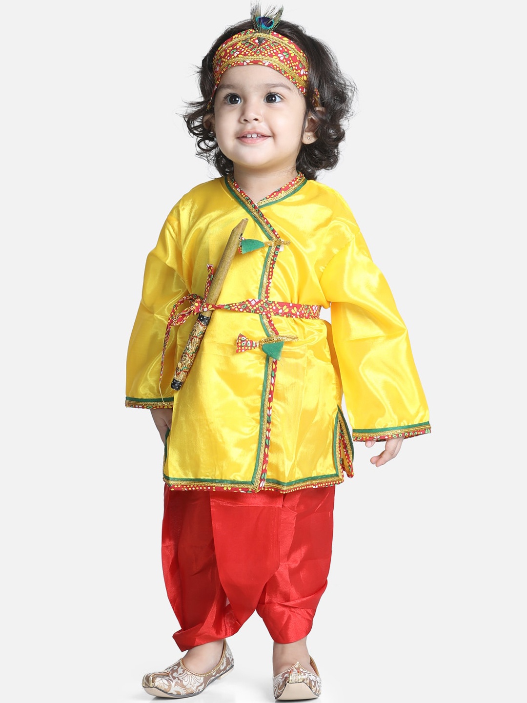 

BownBee Boys Yellow Ethnic Motifs Little Kanhaiya Kurta with Dhoti Set
